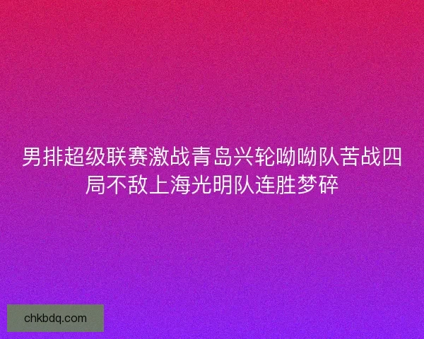 男排超级联赛激战青岛兴轮呦呦队苦战四局不敌上海光明队连胜梦碎