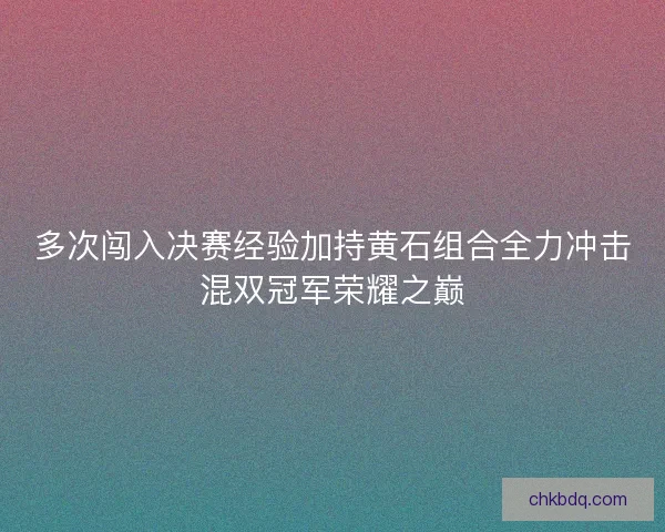 多次闯入决赛经验加持黄石组合全力冲击混双冠军荣耀之巅
